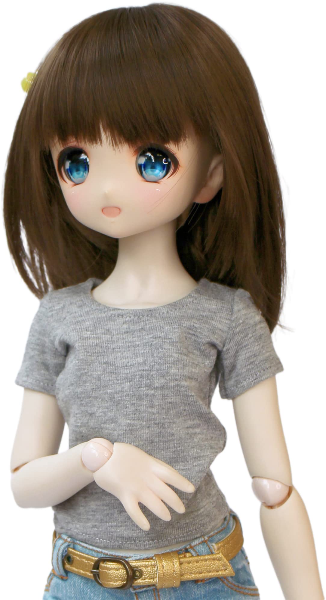 

Petite Marie Scale MDD Футболка с коротким рукавом, Светло-серая, Простая, Универсальная, Воротник, Повседневная, Одежда, Куклы, 40 см BJD 1/3, [№ 0051]