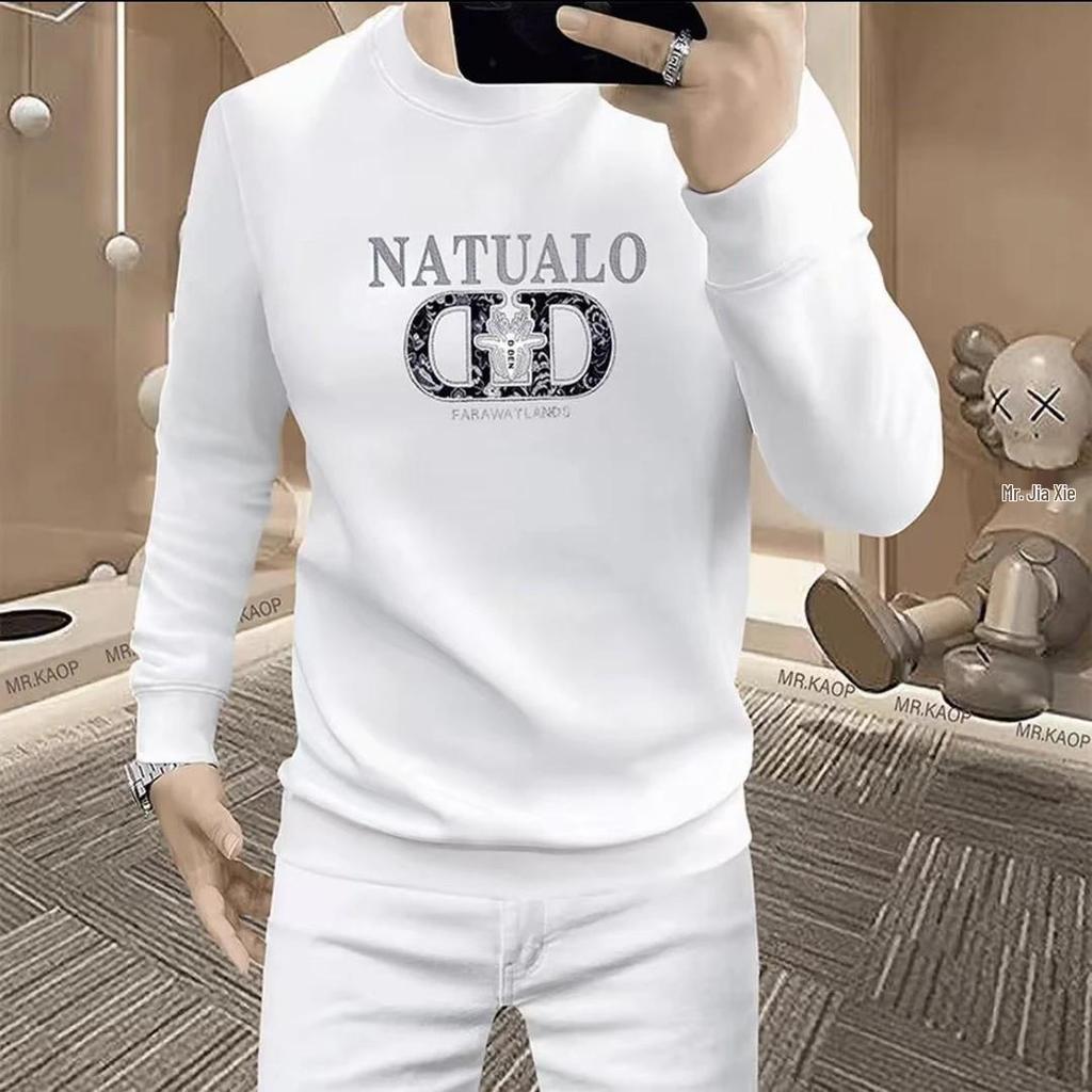 Men's 3D Letter Long-Sleeve Round Neck T-Shirt - Trendy European Autumn Fashion