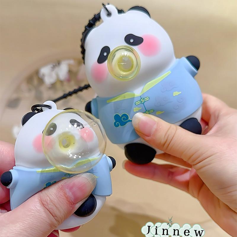 Wear Pandas Clothes Blow Bubbles Keychain Animal Keyring Backpack Gift Pendant