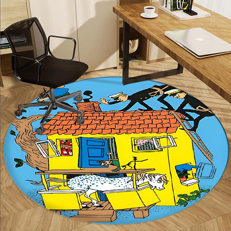 Pippi Longstocking Pattern Round Rug, Indoor/Outdoor Mat, for Picnic, Gameroom, Bedroom, Office, Living Room, Home Decor Carpet, Birthday Gift