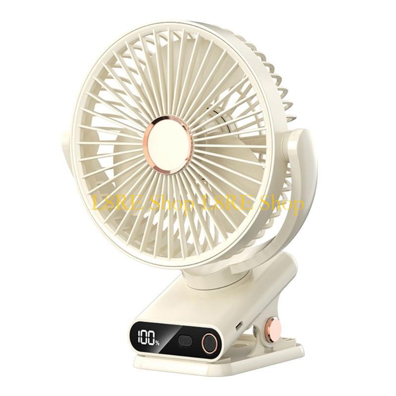 L8RE Rechargeable Miniature Desk Fan 5 Speed Setting 360 Rotation Clip Mount Fan For Car Indoor Outdoor Use Cooling Device