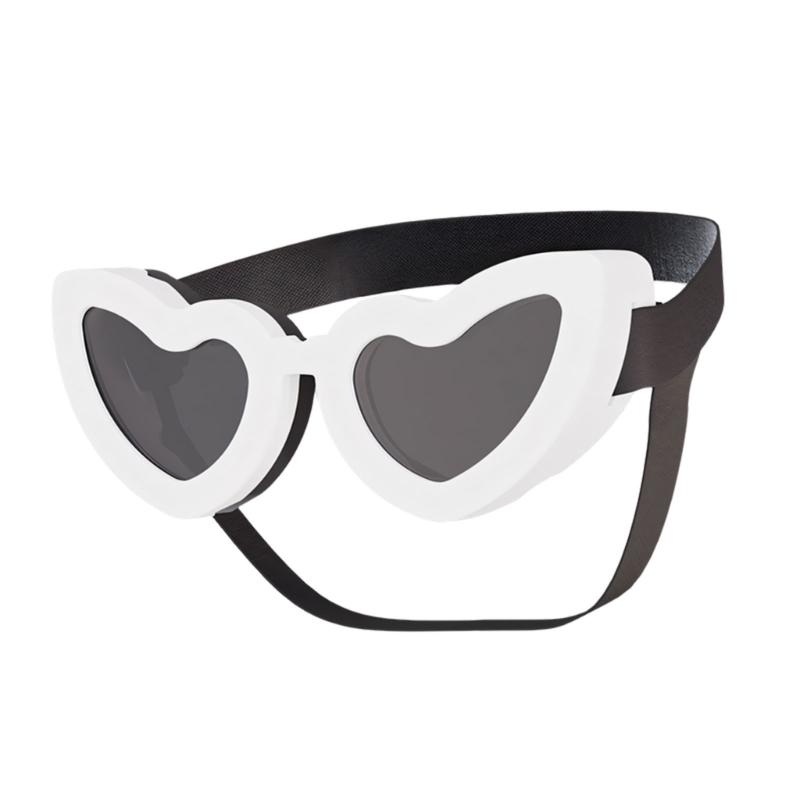 

Cute Heart Design Dog Sunglasses PC Lens Wind Sand Dust Proof Protective Eyewears For Pet Walking Running белый