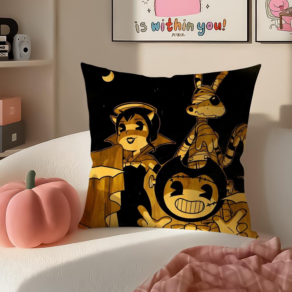 American Game BBendy and the Ink Machine Cushion Cover Pillowcase Short Plush Invisible Zipper Room Sofa Cushion Cover