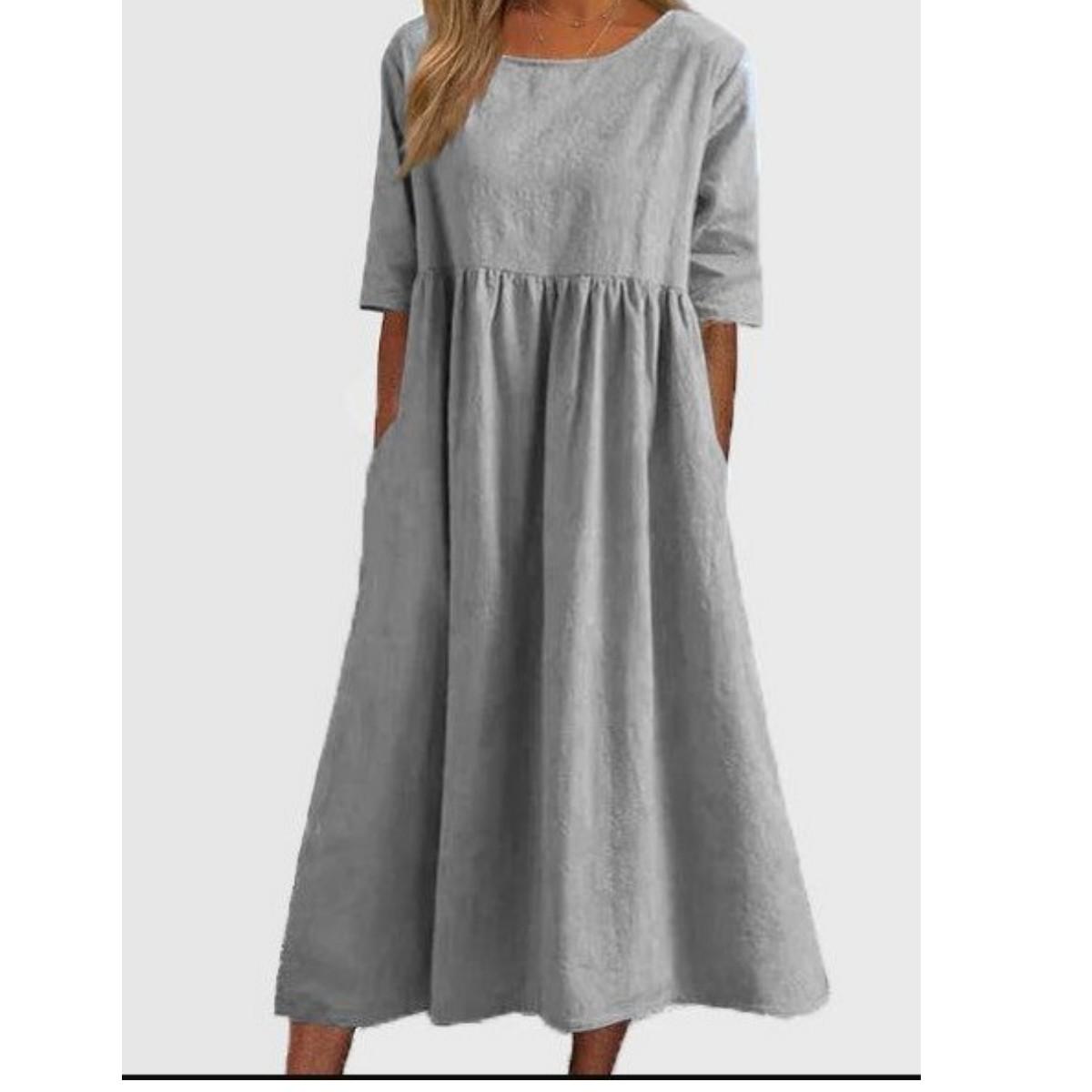 

Женское модное платье с принтом, летнее повседневное пляжное платье, богемная женская одежда, однотонное платье из хлопка и льна 2XL