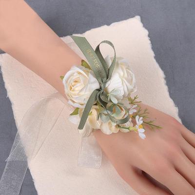 Mori Style Bridesmaid & Bride Floral Wrist Corsage - Super Fairy Sisterhood Hand Flower & Groom Boutonniere.