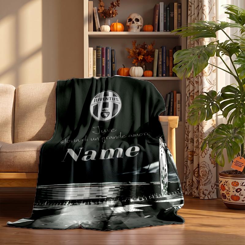 Juventus FC Benutzerdefinierte Flanelldecken Weich Warm Gemütlich Überwürfe für Wohnkultur Feiertagsgeschenke