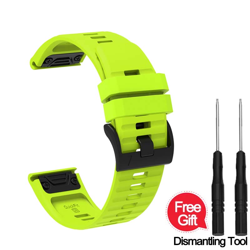

22мм 26мм Силиконовый ремешок для Garmin Fenix 7X 7 Pro Solar/6X 6 Sapphire 5 5X Plus 3 3HR/Epix QuickFit ремешок для часов 1:1 Официальная группа Quick Fit 22mm зелёный