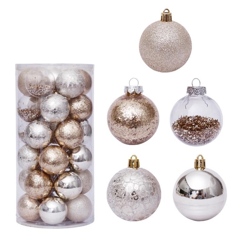 

30pcs 6cm Christmas Balls Decoration Golden Transparent Hanging Xmas Tree Ornaments Wedding Party Home Decor 6cm срібний