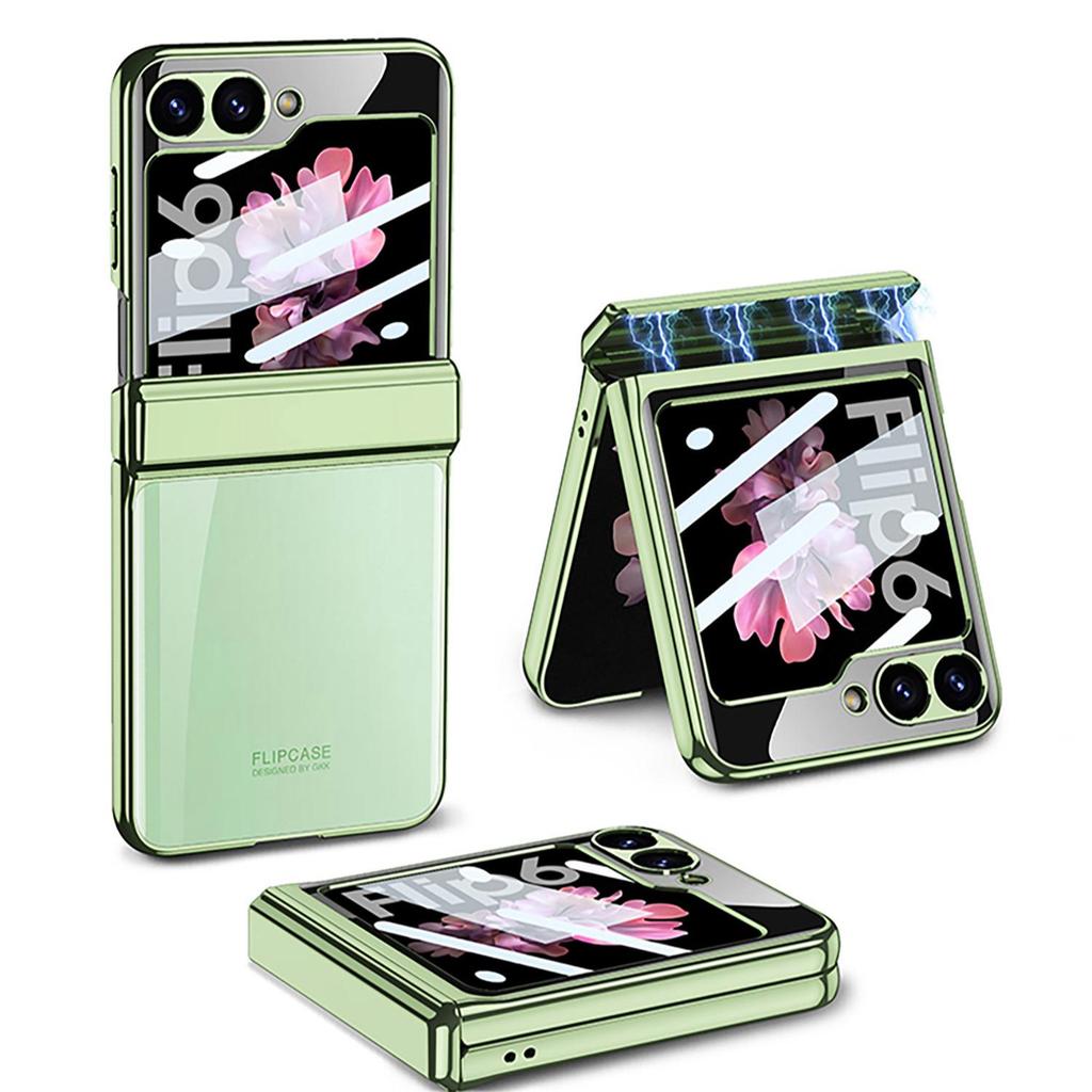 Samsung Z Flip6 Full Wrap Transparent Electroplated Magnetic Hinge Case