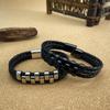 Opk Jewelry Personalized Punk Style Stainless Steel Magnetic Buckle Bracelet Multi-Layer Woven Leather Bracelet Men