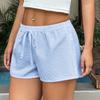 Women Summer Casual Holiday High-Waisted Drawstring Plaid Shorts Pants
