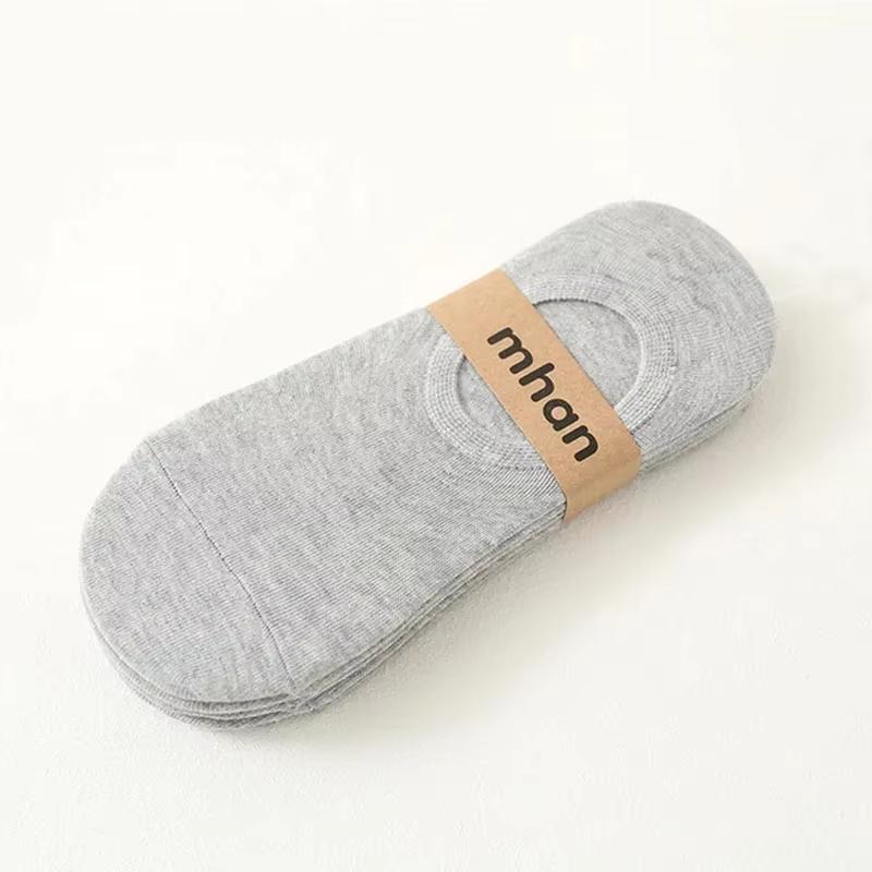 

5Pair / Lot Fashion Happy Men Boat Soc Silicone Invisible Cotton Socks Male Ankle Sock Slippers Meia One Size