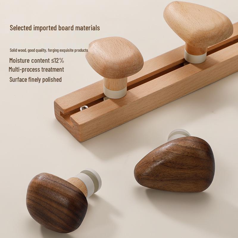 Solid Wood No-Punch Wall-Mounted Coat Hook