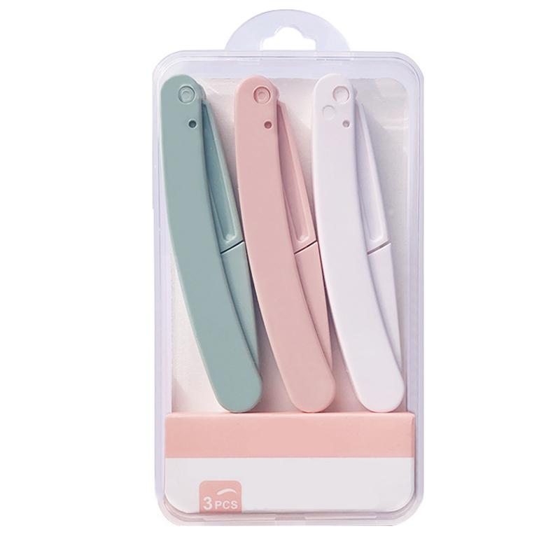 Wholesale 3Pcs Foldable Pink Cute Mini Micro Blading Facial Hair Remover Eyebrow Trimmer Pen Blade Shaver Portable Face Razor