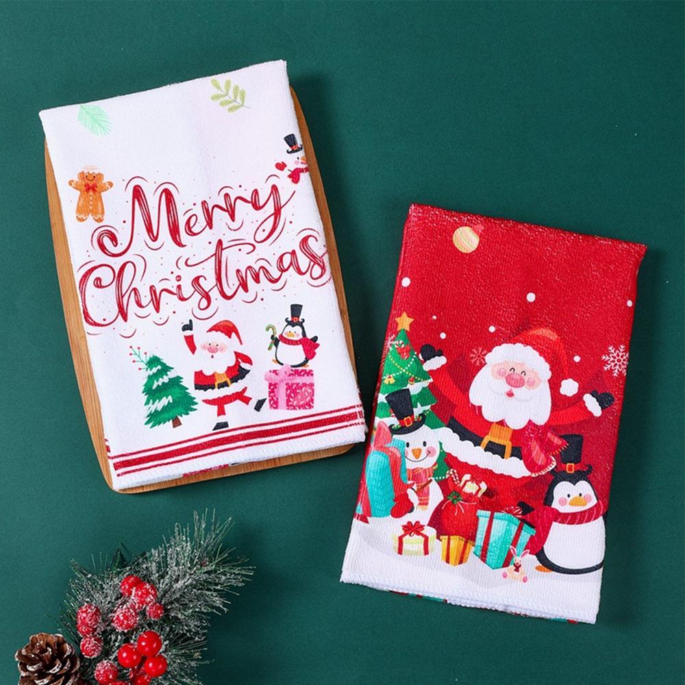 1Pc/2Pcs Christmas Kitchen Towels Merry Christmas Gfits Xmas Santa Claus Dish Towel Navidad Natal New Year 2026 Home Decoration