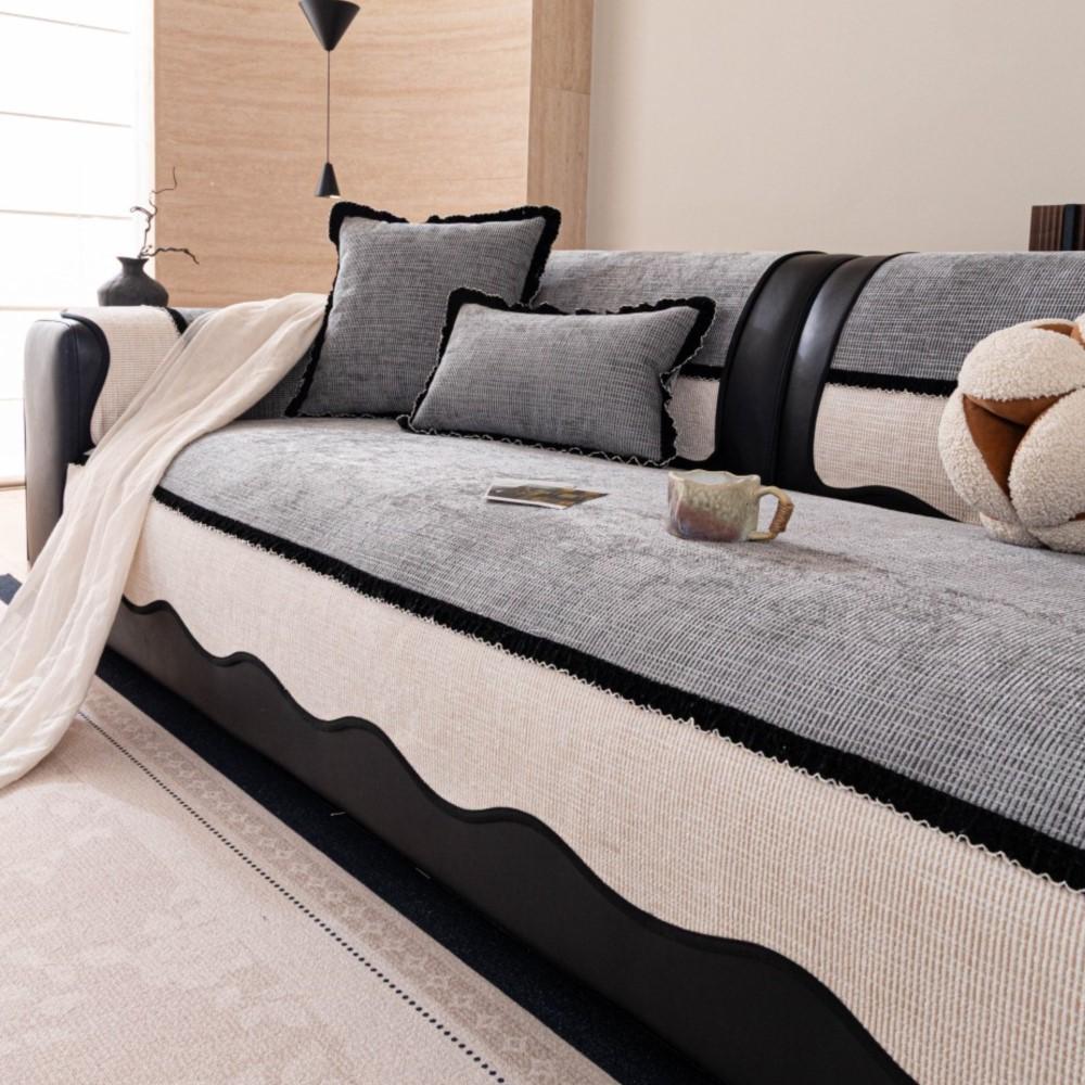 Four Seasons Universal Pad For Irregular Patchwork Sofa New Mid-Century Style Chenille Premium Non-Slip Sofa Cushion Cover