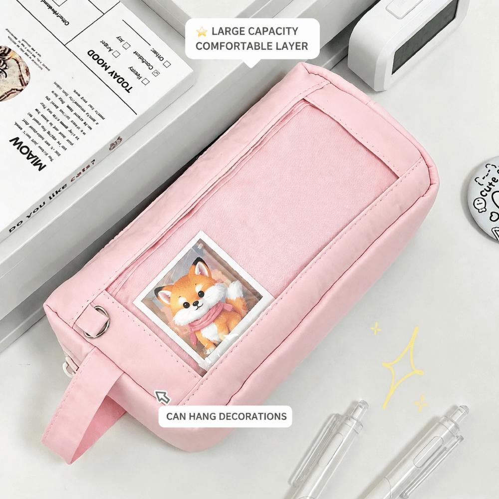 Large Capacity Pencil Case Portable Pencil Pouch Kawaii Stationery Bag  Students Gift