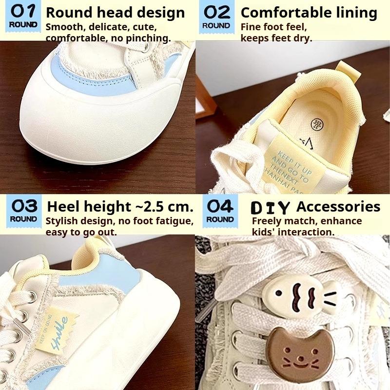 Spring Autumn Kids Board Shoes Breathable Casual Girls Fashion Sneakers Cartoon White Shoes