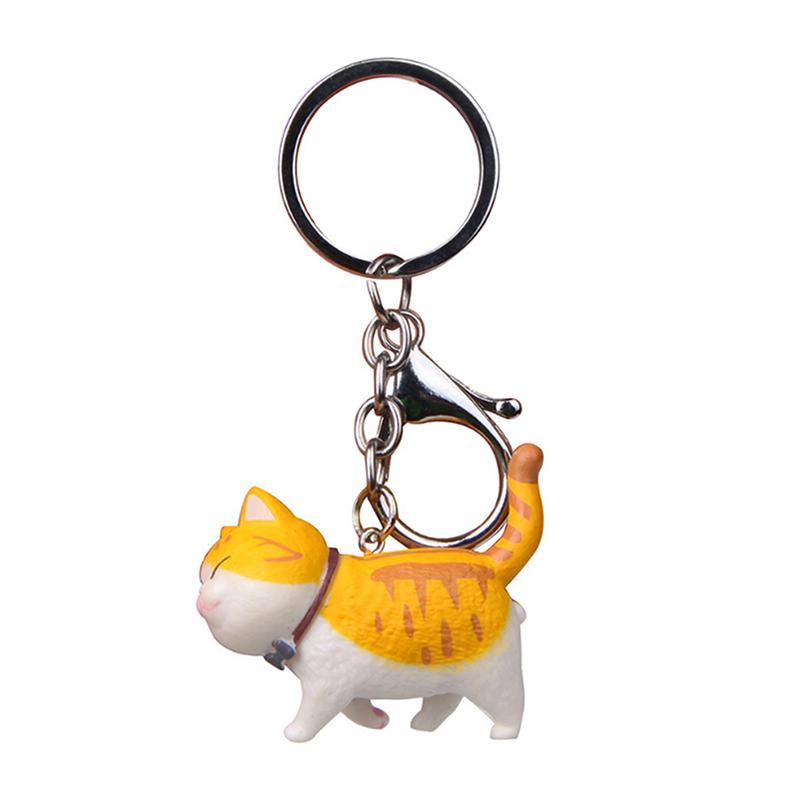 Self Healing Warm Series Japanese Cat Keyring Round Rolling Simple Cat Handmade Mountaineering Ring Keychain