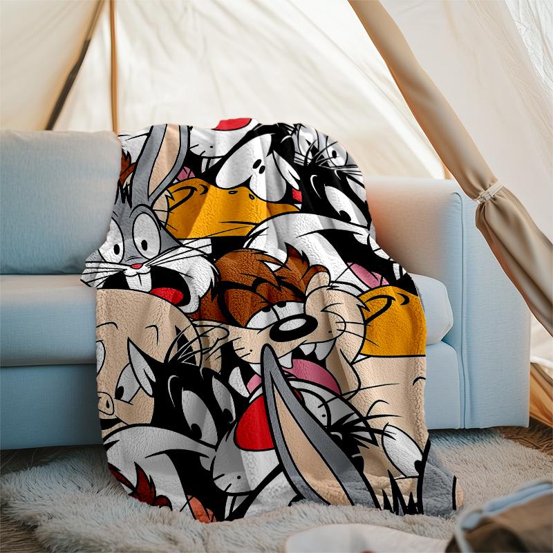 Looney Tunes Theme Printed Blanket - Perfect for Couch, Bed, Travel & Outdoor Use | Machine Washable, Cozy & Durable.