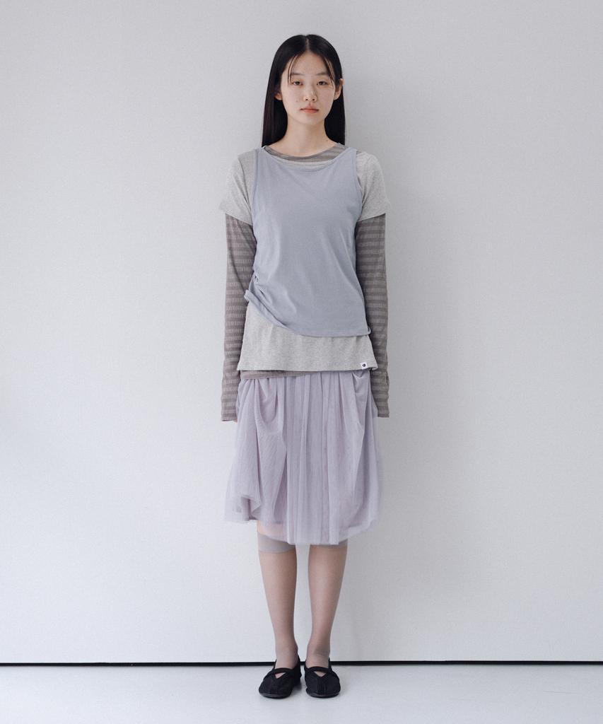 Ohesio Two-Way Layered T-Shirt, Gray