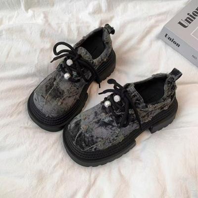 Lace-up Big Head Muffin Shoes Women's Autumn New Small Platform Women's Shoes Fashion Heightening Loafers Single Shoes