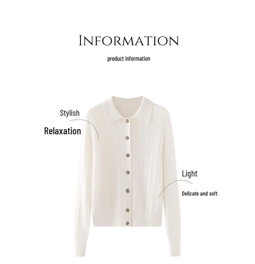 Women's Cashmere Cable Knit Cardigan, Long Sleeve, Single-Breasted Sweater Coat for Autumn/Winter