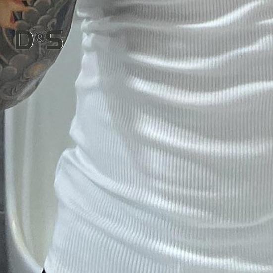 Men Vest Ribbed Fabric Round Neck Tight Fit Solid Color Tank Tops Breathable Vest Sports Fitness Streetwear