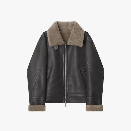 LLW Men's Brown Oversized Lamb Texture Mouton Coat
