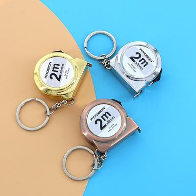 2M Mini Retractable Measuring Tape Portable Mild Steel Keychain Measuring Tool Body Measurement Tape JC004