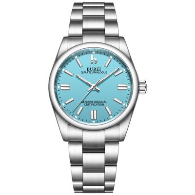 BUREI Women's Watch, Popular Brand, Quartz, Waterproof, Analog, High-Quality Watch (Light Blue)