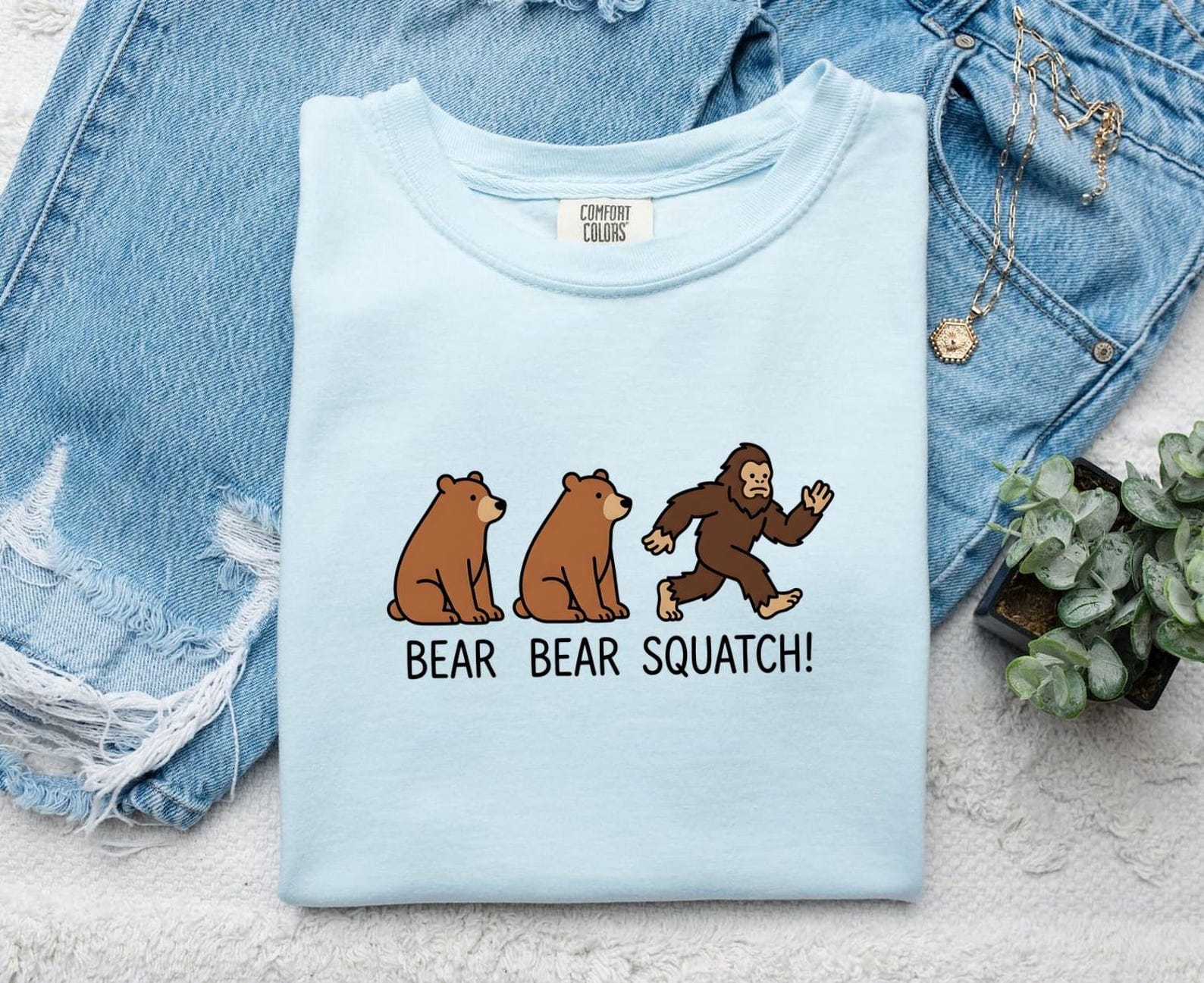 Bear Yeti Shirt Funny Pets Gift Women Illustration Tee Sasquatch T-Shirt Humor Fan Cartoon Tshirt Animal Graphic Clean Satire Tshirt 3XL