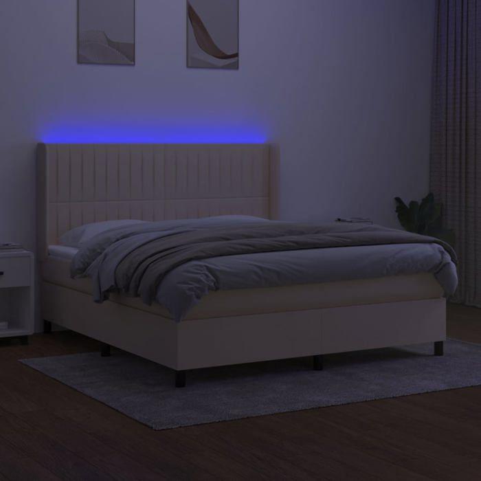 VidaXL Sommier à Lattes de Lit avec Matelas et LED, Lit Rembourré, Lit Double, Lit Adulte de Chambre à Coucher Intérieur, 3138490