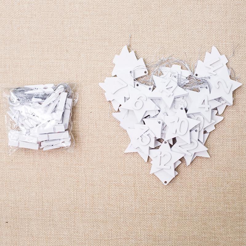 24PCS Christmas Calendar DIY Pendant Wood Decoration Xmas Advent Calendar Hanging Card Christmas Tre