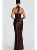 2026 Spring Festival: New Halter Deep V-Neck Pleated Off-the-Shoulder Long Dress in European and American Styles
