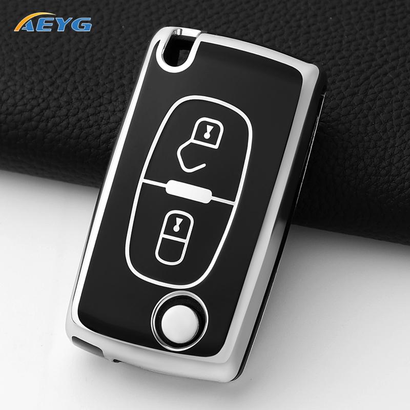 TPU Car Remote Key Case Cover For Peugeot Partner Citroen Berlingo C3 Picasso 2009 2010 2011-2016 Key Chain Accessories