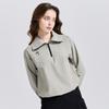 Challenger Women'S Contrast Wide Collar Half-Zip Woven Top Beige