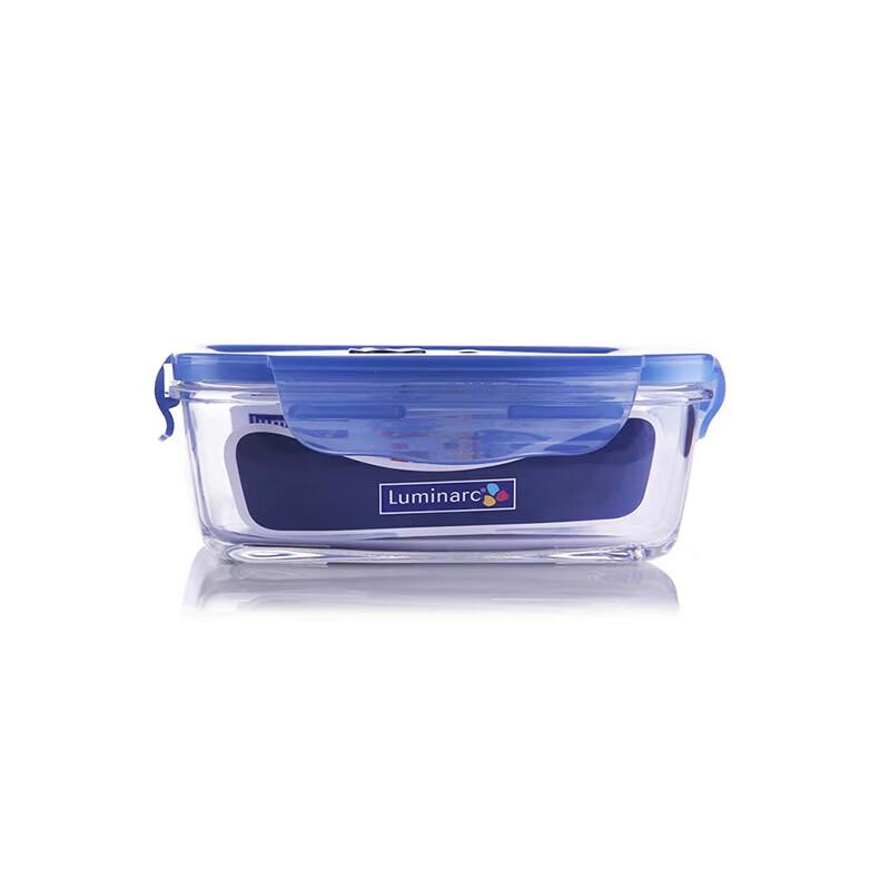 Luminarc Blue Floral Rectangular Glass Food Container