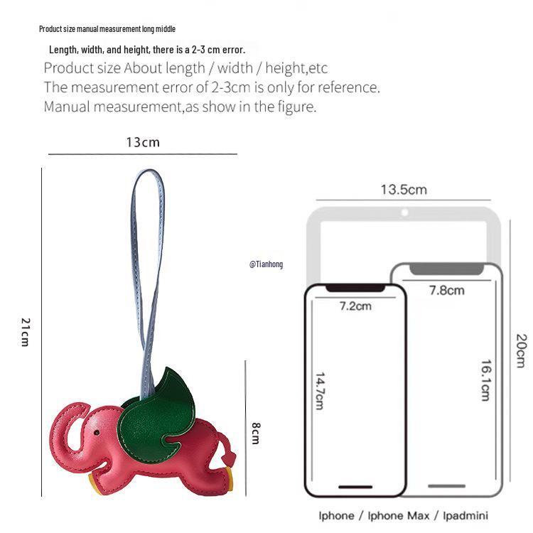 Playful Leather Dumbo Bag Charm Pendant