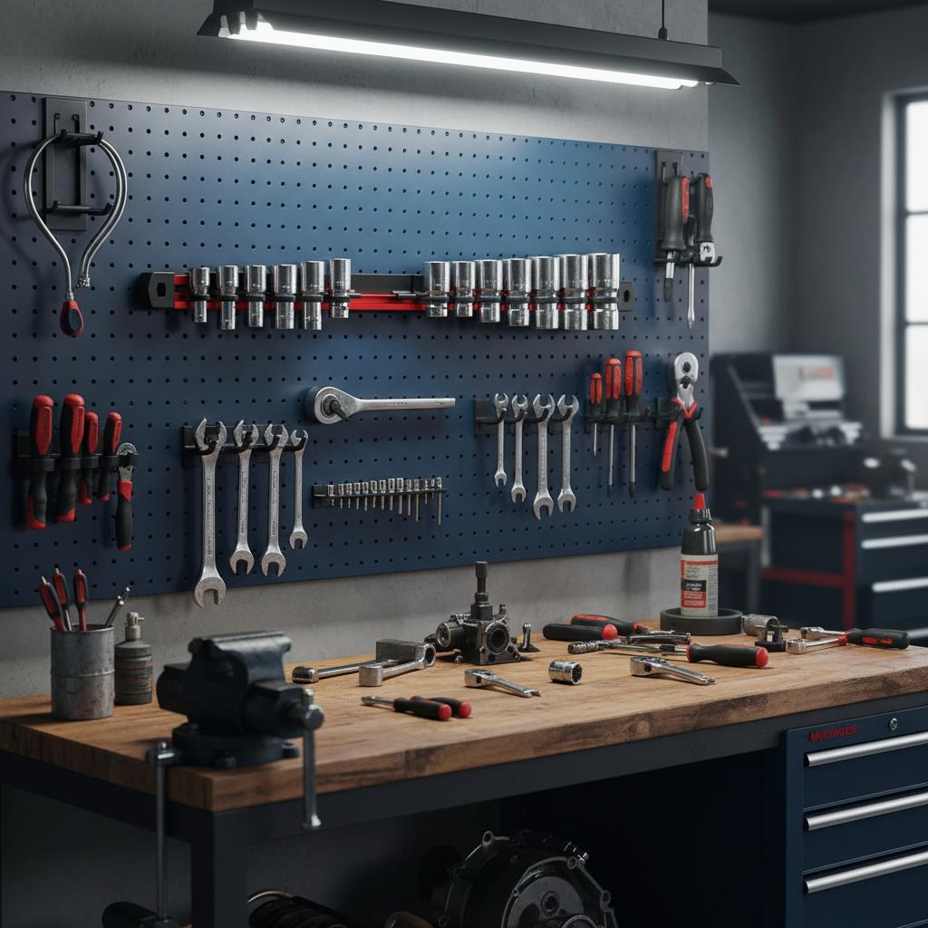 Magnetic Socket Organizer Rack With Strong Magnetic Base And Adjustable Slider For Garage Workshop