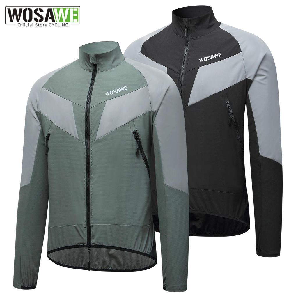 WOSAWE Men Women Mountain Bike Motorcycle Night Riding Multi-Pocket Windproof Waterproof Breathable Reflective Riding Jacket