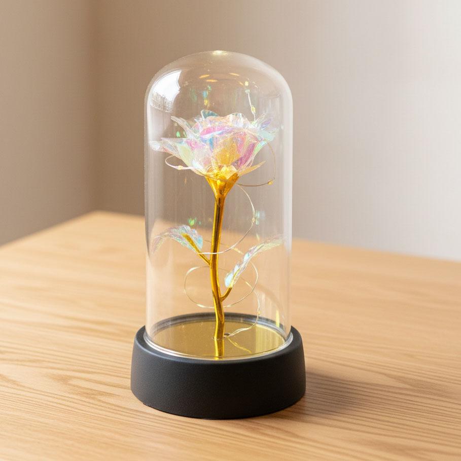 Valentine's Day Gift Rose Immortal Flower Glass Cover Night Light Qixi Festival Mother's Day Christmas Creative Ornament
