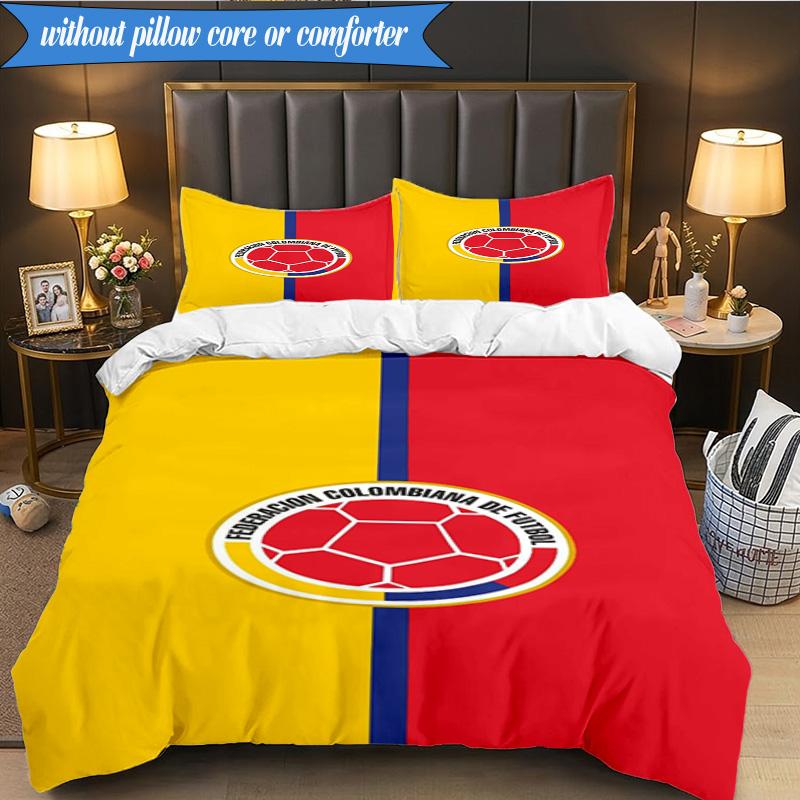 Colombian National Football Team 3pcs Bedding,Including 1pc Duvet Cover And 2pcs Pillowcases Perfect for Christmas,Ideal for Bedroom, Dormitory