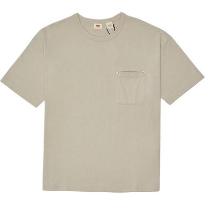 Levis Solid Color Crew Neck Pocket Pullover Short Sleeve T-Shirt Men Tops Green Gray 001AG-0002