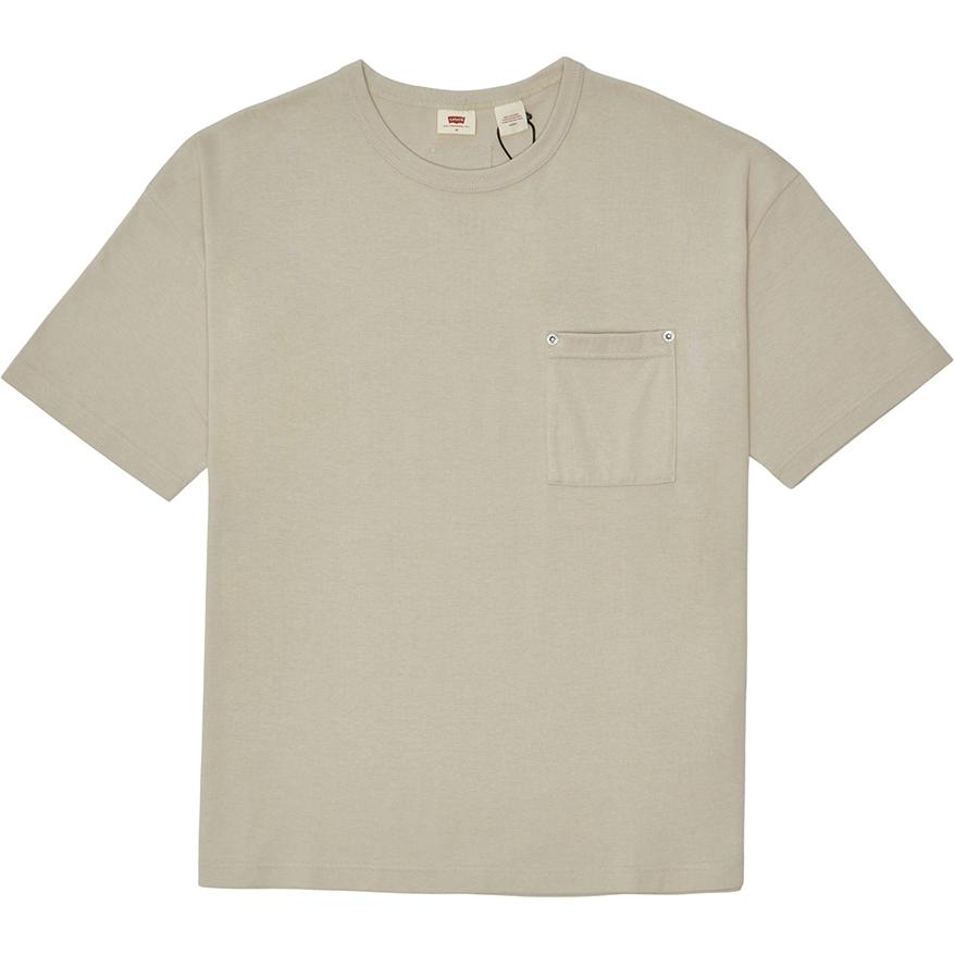 Levis Solid Color Crew Neck Pocket Pullover Short Sleeve T-Shirt Men Tops Green Gray 001AG-0002