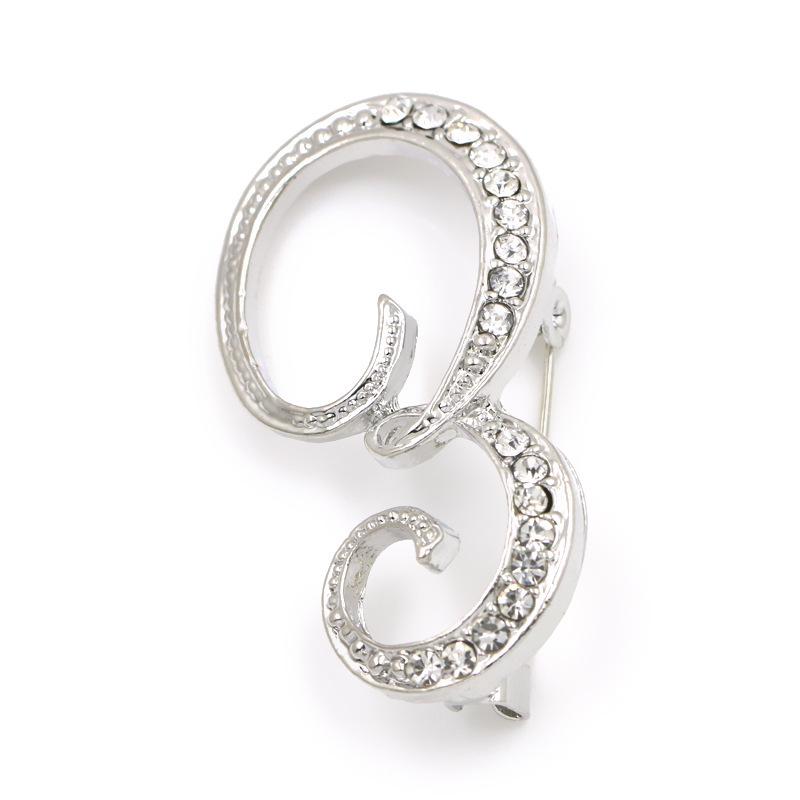 Trendy 26-Letter Rhinestone Brooch Pin - Fashion Accessory for Clothing & Bags