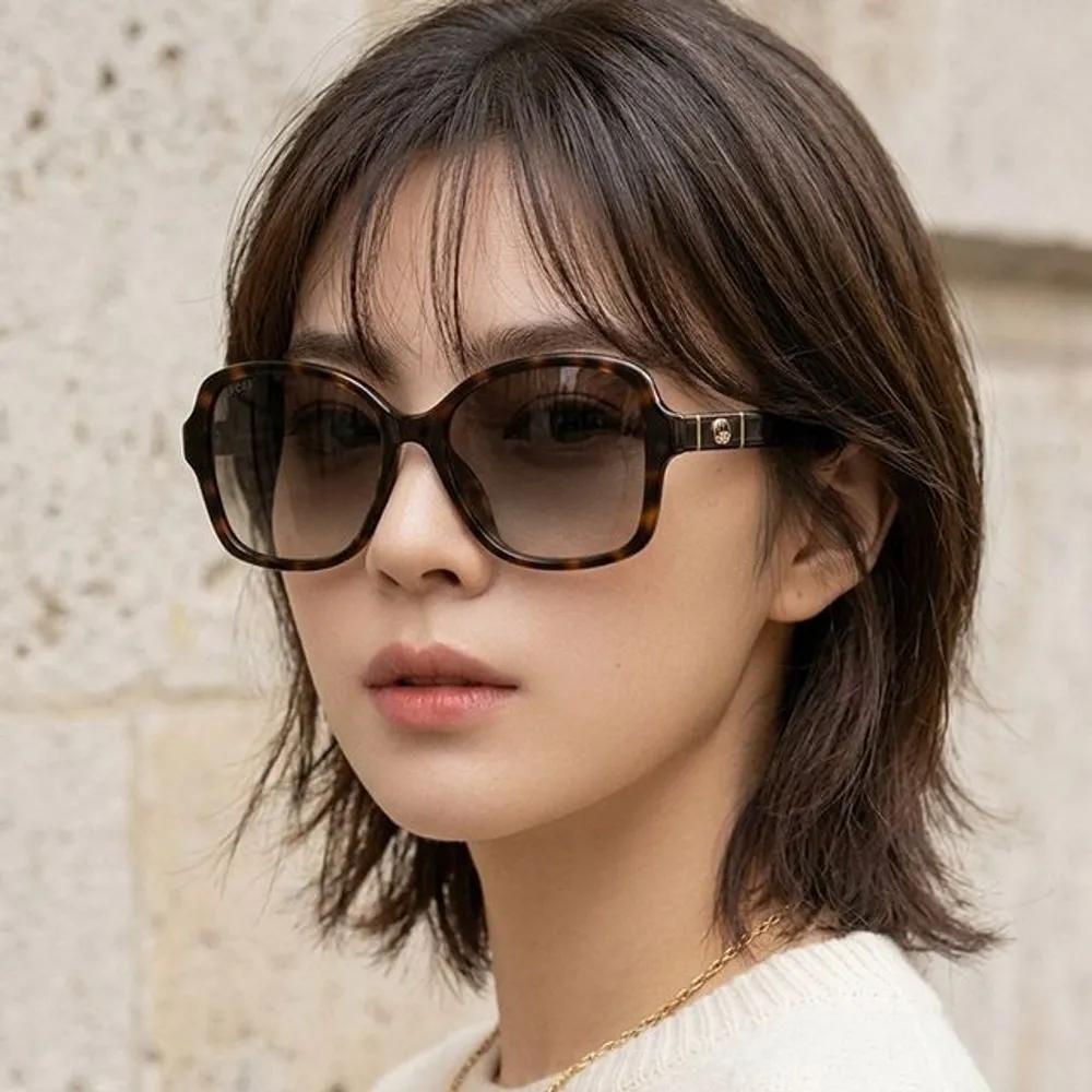 

Gucci Sunglasses GG0765SA 003 Oversized Leopard Print Horn-rimmed Fashion Women Men