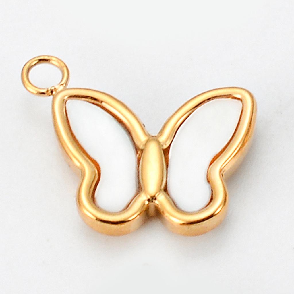 4Pcs Natural Shell Heart Butterfly Bear Clover Charms For DIY Earrings Necklace Stainless Steel Jewelry Hand Making Supplies