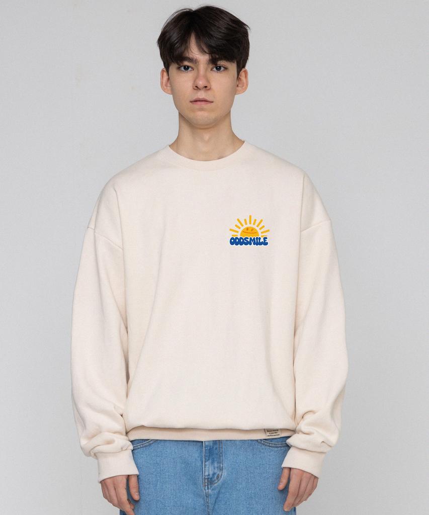 GRAVER [Unisex] Oddsmile Sun Smile Sweatshirt_Cream