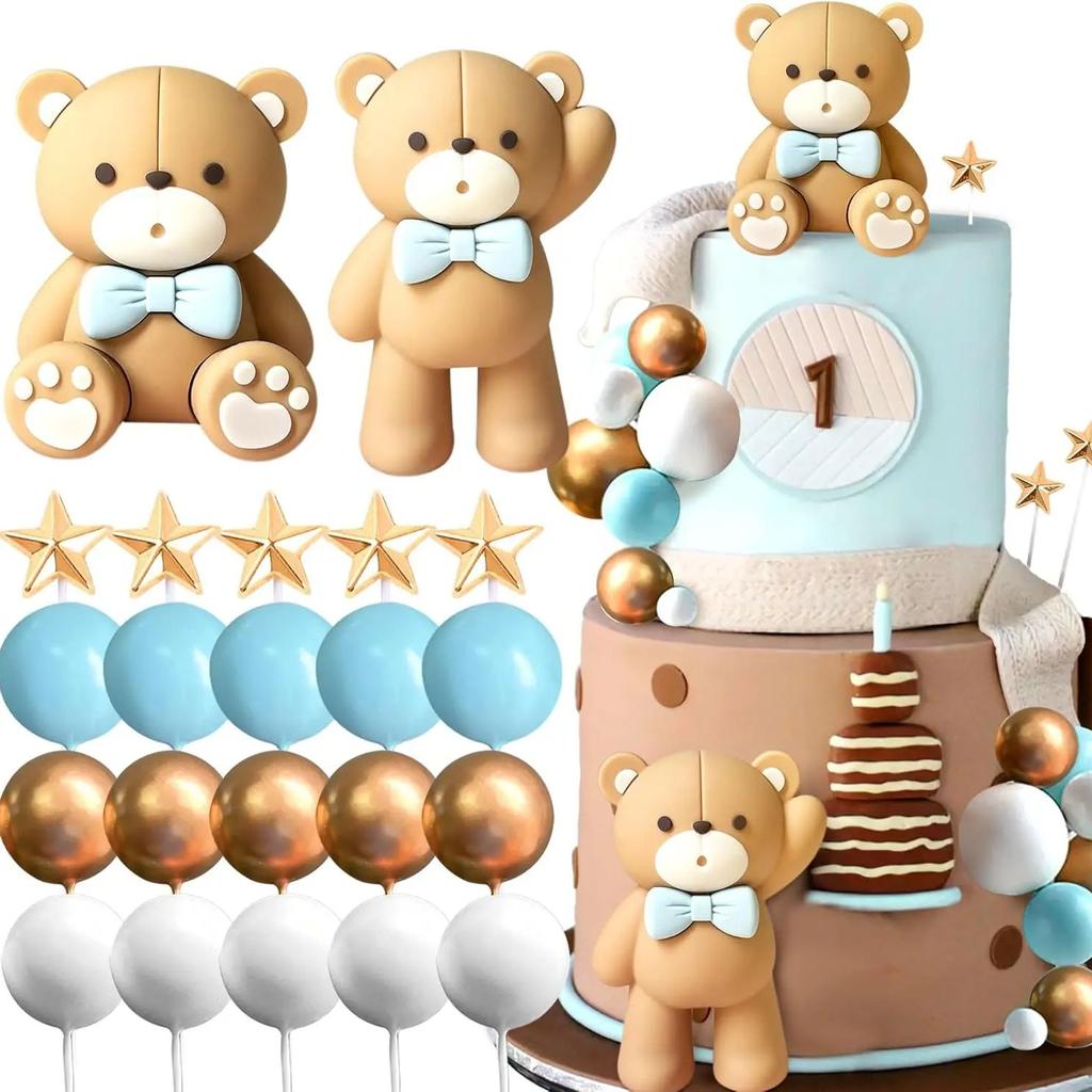 Beige Brown Bear Cake Decoration Beige Brown Balls Cake Topper Boho Bears Cake Cake Decoration Baby Shower Birthday Cake Decor